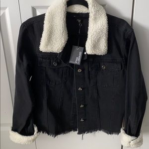 Black jean jacket with Sherpa lining